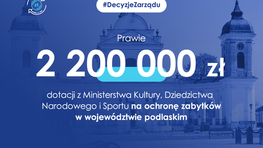 2,2 mln zł z MKDNiS na ochronę podlaskich zabytków