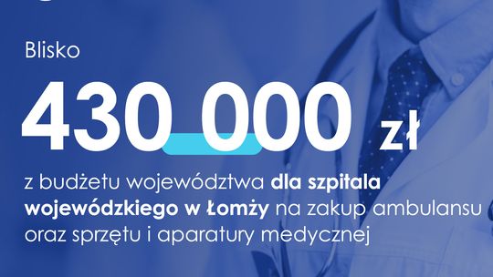 Blisko 430 tys. zł z budżetu województwa dla szpitala w Łomży