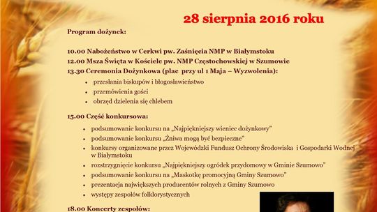 Dożynki Województwa Podlaskiego w Szumowie już 28 sierpnia