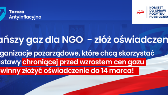 Tańszy gaz dla organizacji pozarządowych - złóż oświadczenie