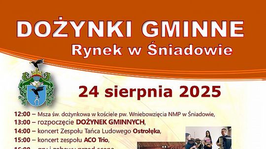 Zaproszenie na Dożynki Gminne w Śniadowie 24 sierpnia 2025
