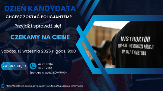 ZAPROSZENIE NA DZIEŃ KANDYDATA 13 WRZEŚNIA
