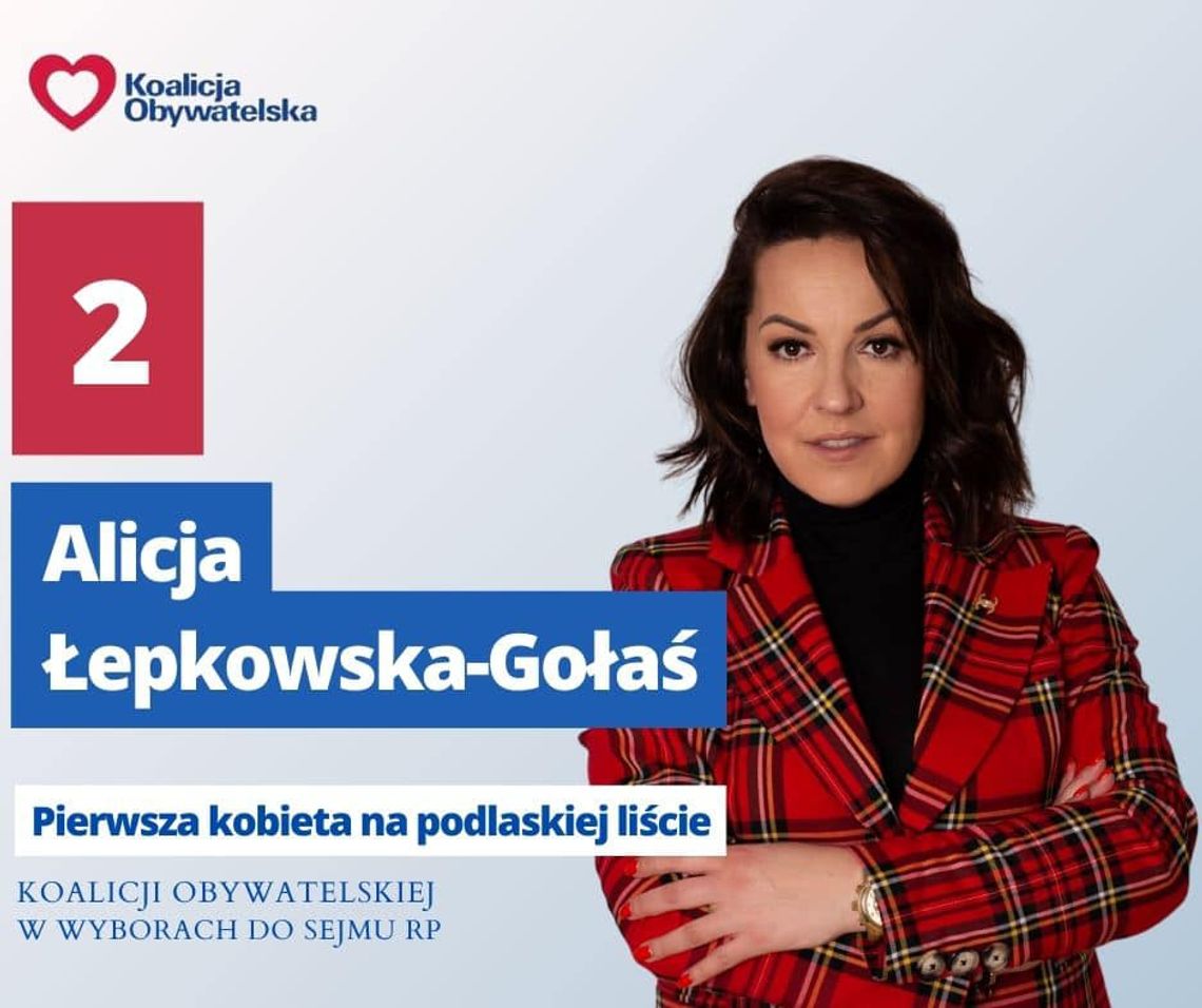 Alicja Łepkowska-Gołaś 2. na podlaskiej liście KO