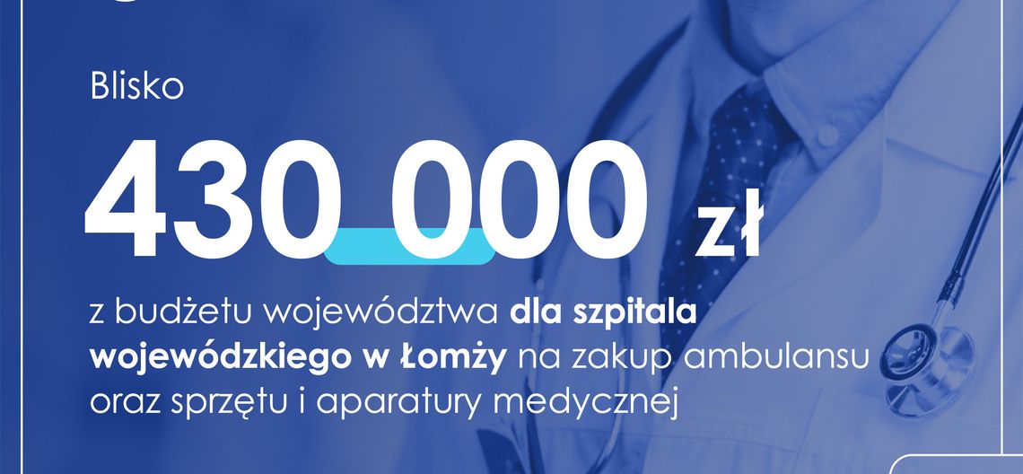 Blisko 430 tys. zł z budżetu województwa dla szpitala w Łomży