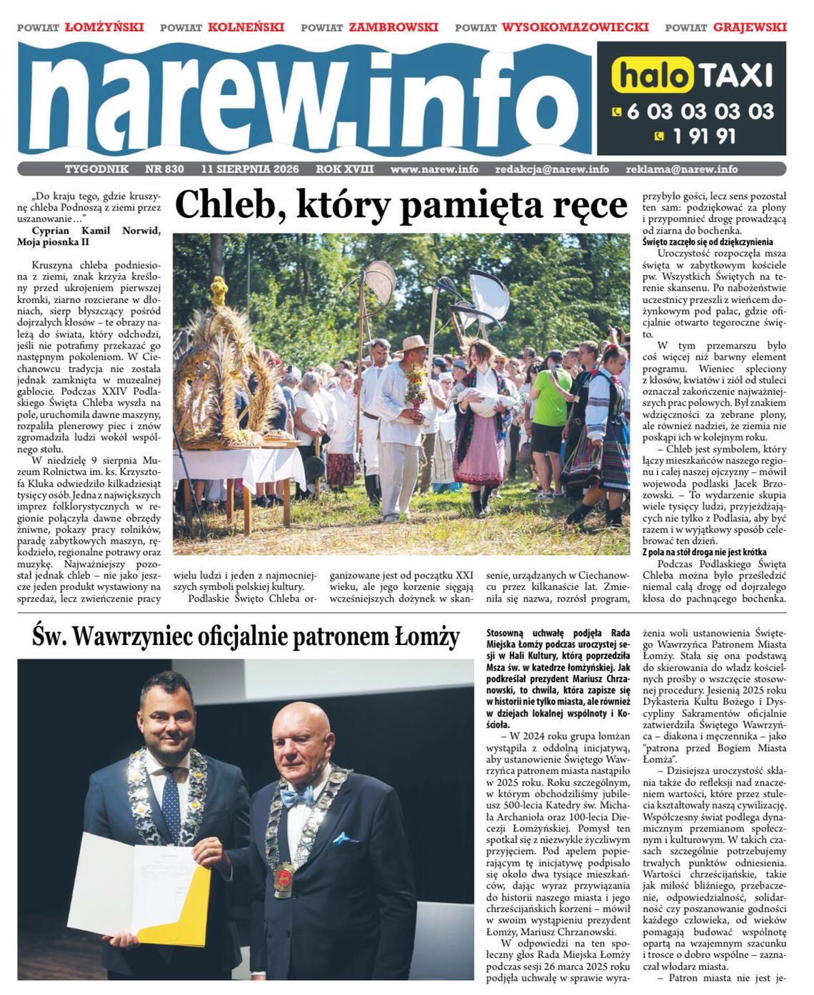 Chleb, który pamięta ręce. Przeczytaj 830. wydanie „Tygodnika Narew”