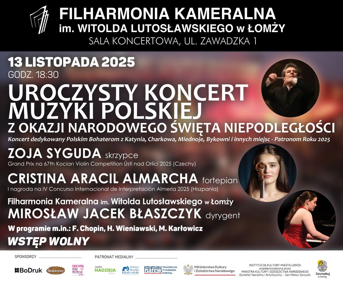 Forum Młodych Chopinistów i koncert z okazji Narodowego Święta Niepodległości w łomżyńskiej Filharmonii Kameralnej Forum Młodych Chopinistów i koncert z okazji Narodowego Święta Niepodległości w łomżyńskiej Filharmonii Kameralnej