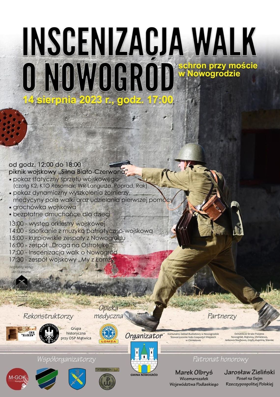Inscenizacja walk o Nowogród i piknik wojskowy "Silna Biało-Czerwona" w Nowogrodzie