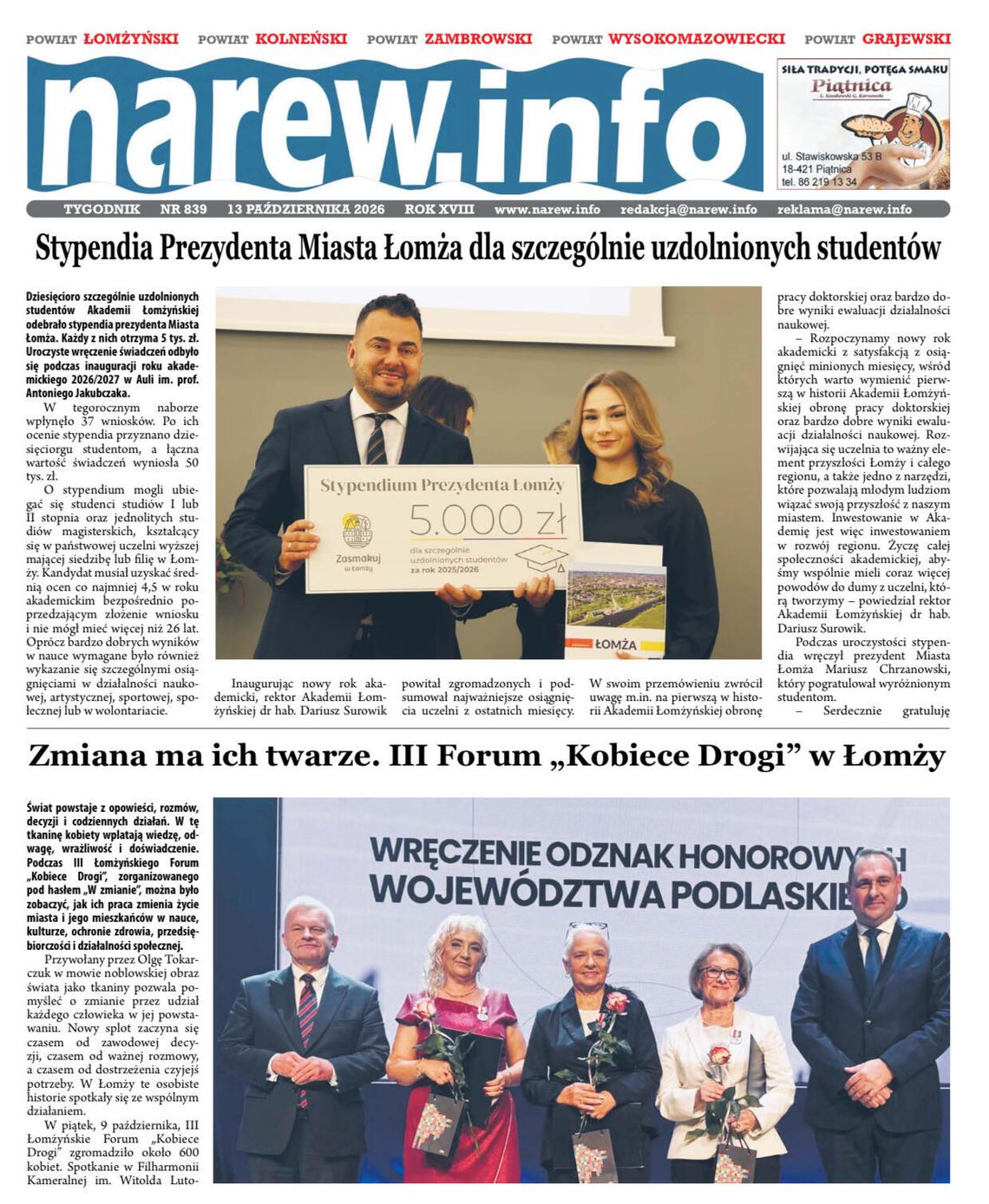 Kobiece drogi, akademickie plany i przyszłość miejskich parków. Nowy numer „Tygodnika Narew” Kobiece drogi, akademickie plany i przyszłość miejskich parków. Nowy numer „Tygodnika Narew”