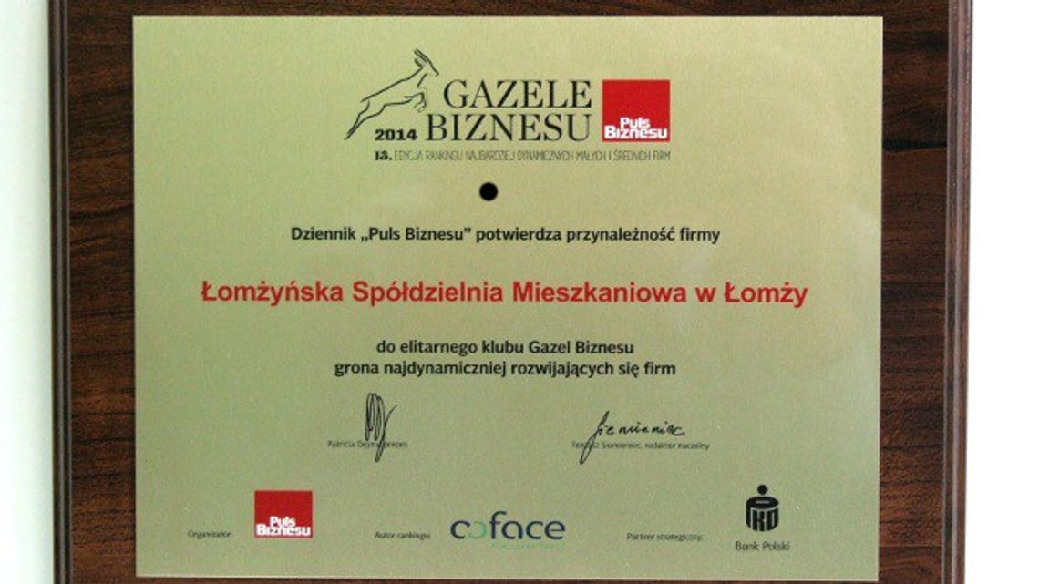 ŁSM  laureatem "Gazele Biznesu"