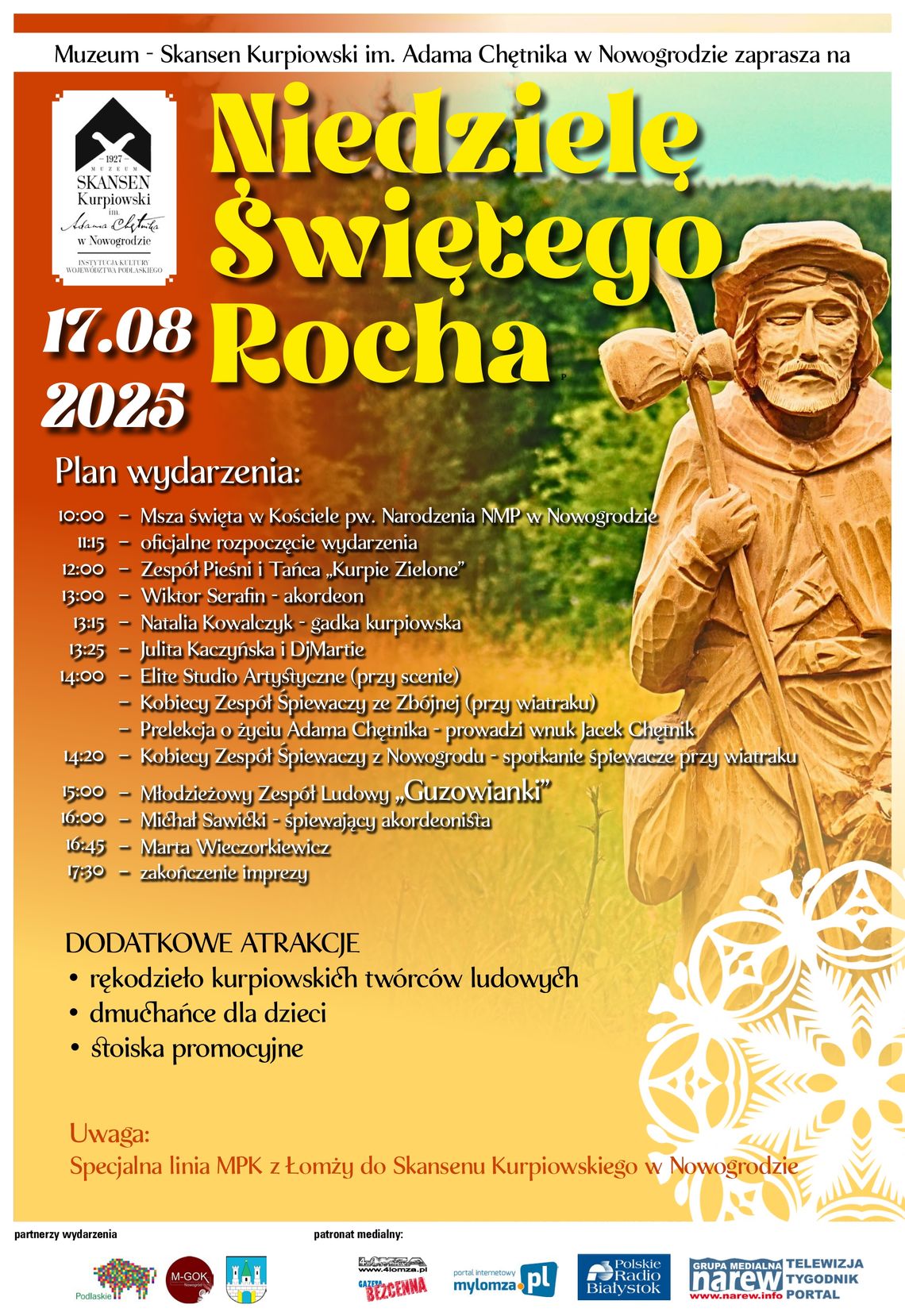 „Niedziela Świętego Rocha” – święto kultury kurpiowskiej w Nowogrodzie już 17 sierpnia! „Niedziela Świętego Rocha” – święto kultury kurpiowskiej w Nowogrodzie już 17 sierpnia!