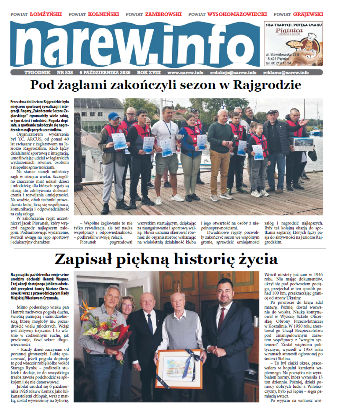 Od jubileuszy i inwestycji po wielkie sportowe emocje. Nowy „Tygodnik Narew” Od jubileuszy i inwestycji po wielkie sportowe emocje. Nowy „Tygodnik Narew”