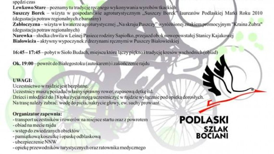 Promocyjny Rajd Rowerowy Podlaskim Szlakiem Bocianim