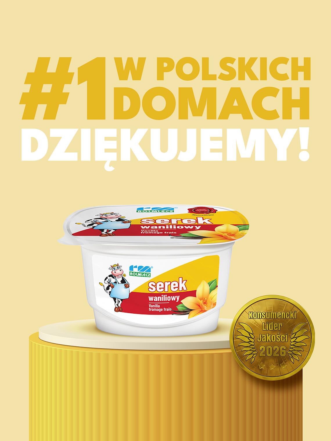 Serek z krówką Rolmlecz Konsumenckim Liderem Jakości 2026! Serek z krówką Rolmlecz Konsumenckim Liderem Jakości 2026!