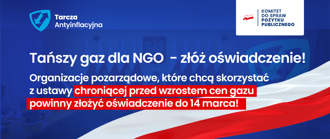 Tańszy gaz dla organizacji pozarządowych - złóż oświadczenie