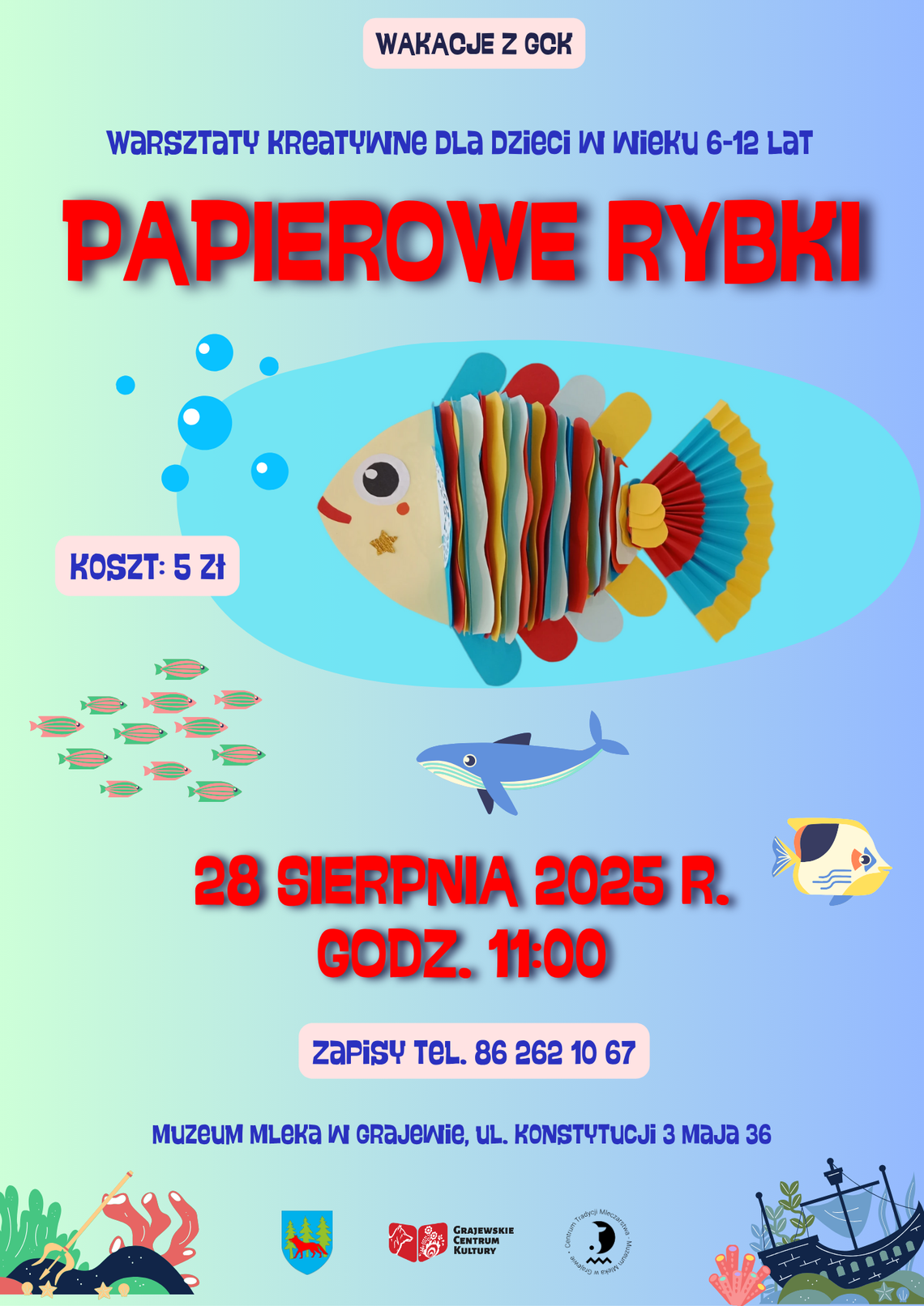 Wakacyjne warsztaty kreatywne „Papierowe rybki” w Grajewie