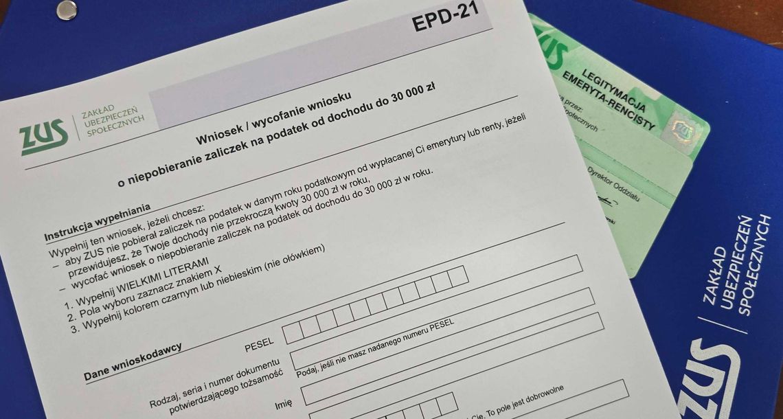 Wniosek o wypłatę emerytury czy renty bez podatku