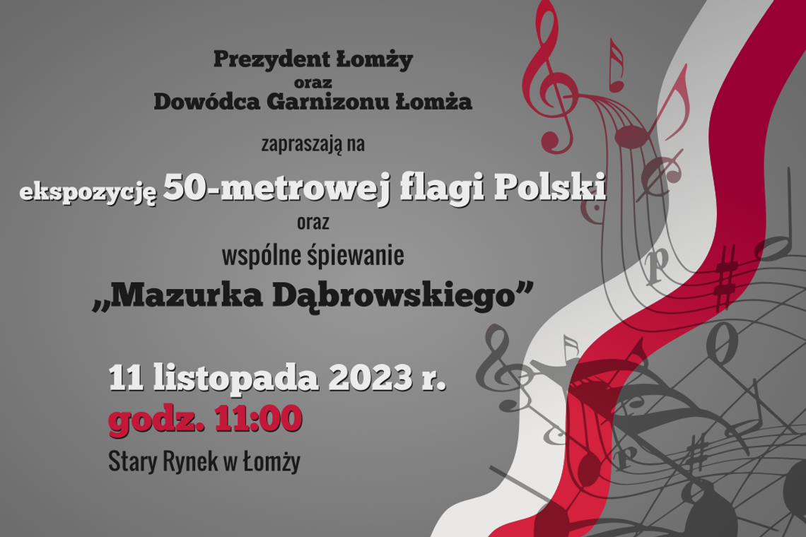 Wspólna ekspozycja flagi Polski i odśpiewanie hymnu