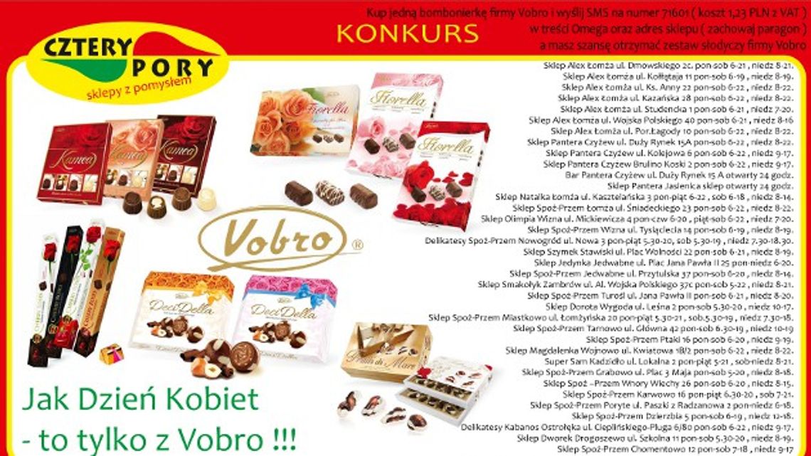 Zapraszamy do słodkiego konkursu z hurtownią Omega i Vobro Zapraszamy do słodkiego konkursu z hurtownią Omega i Vobro
