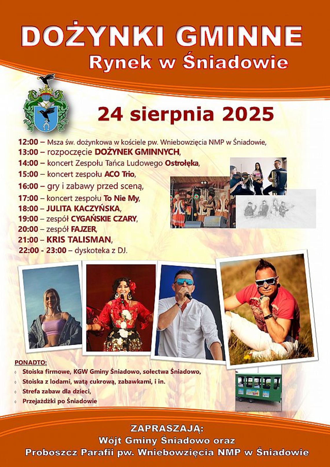Zaproszenie na Dożynki Gminne w Śniadowie 24 sierpnia 2025