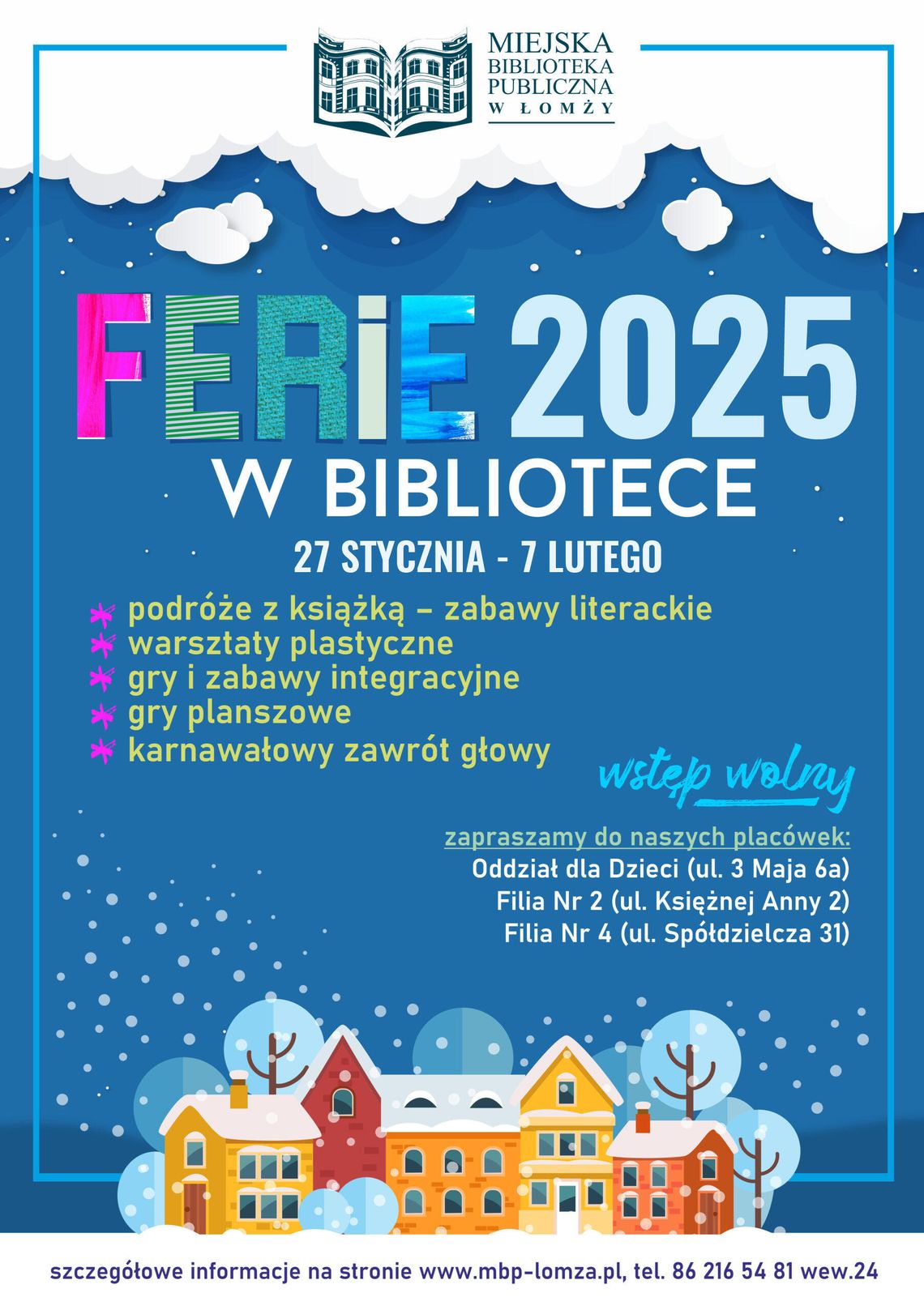 Zaproszenie na "Ferie w Bibliotece"!