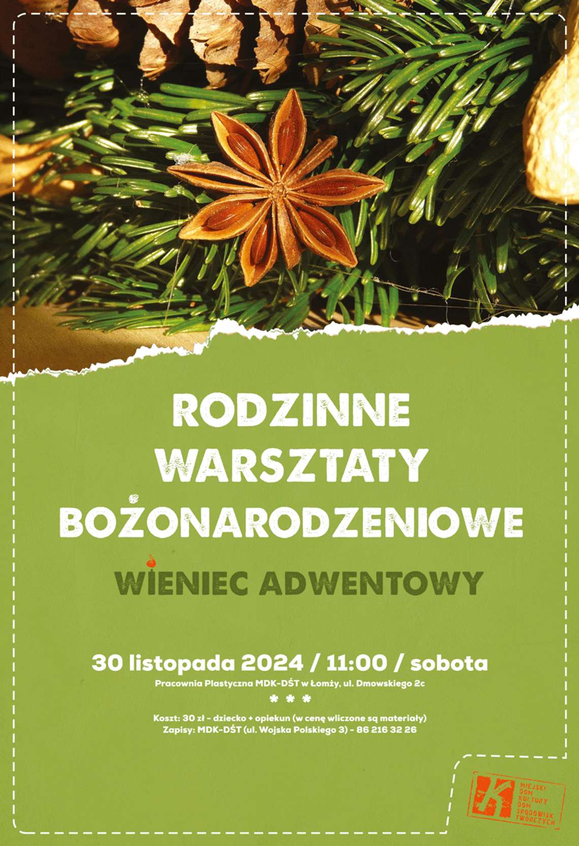 Zaproszenie na warsztaty pt. "Wieniec Adwentowy"