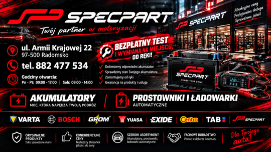 Specpart – sklep z akumulatorami w Radomsku.